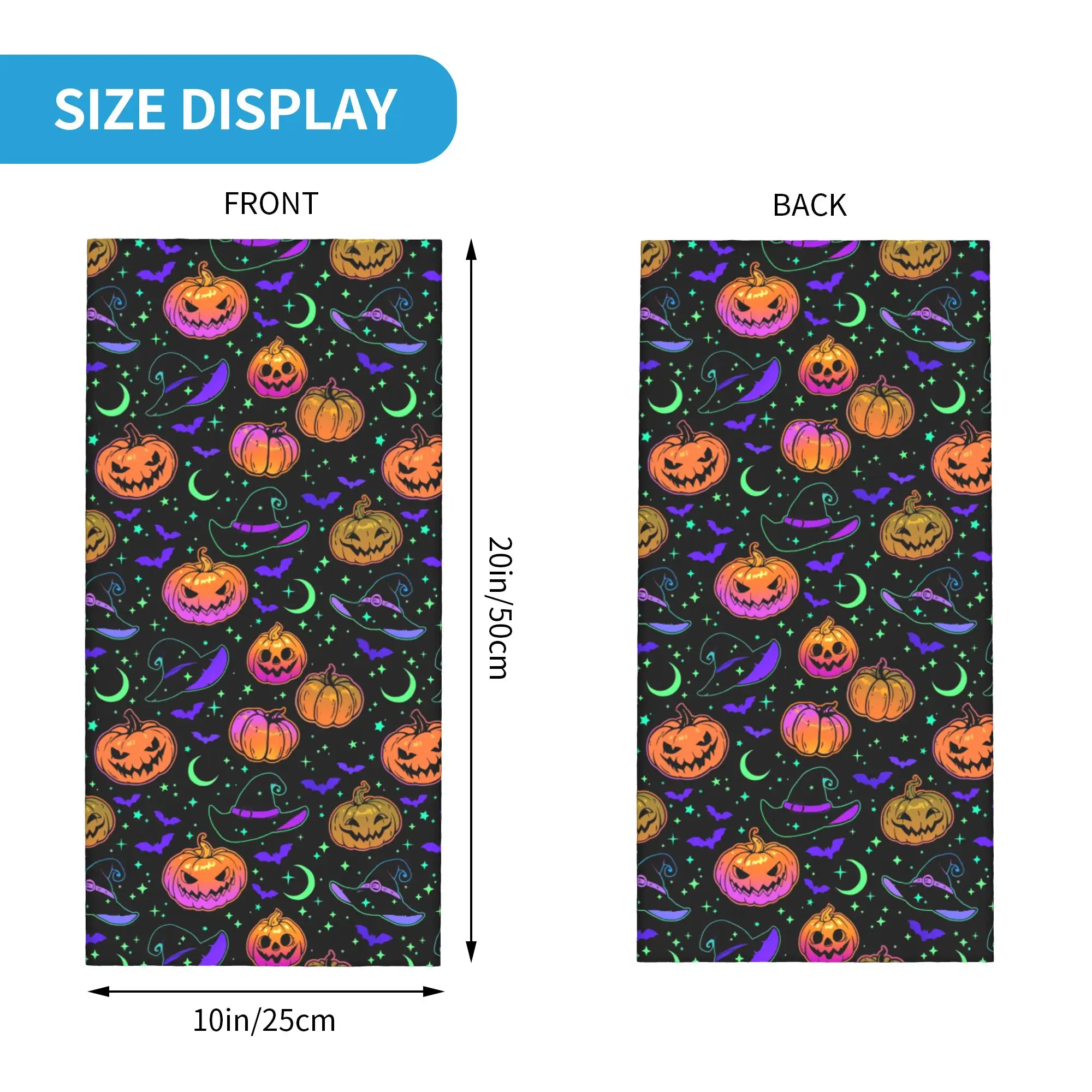 Halloween Witch Pumpkin Bats Magic Mysterious Horror Neck Gaiter Women Men UV Protection Winter  Bandana Scarf for Ski