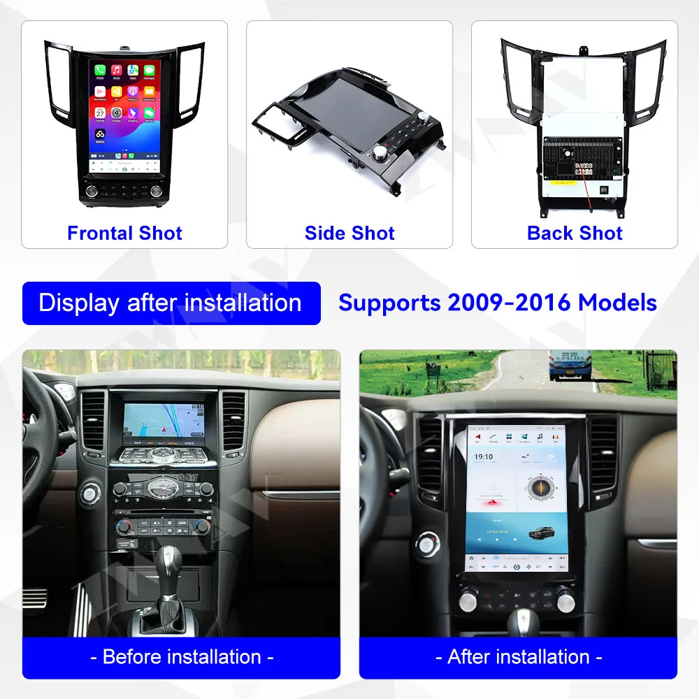 Android 14 Car Radio 12.1' Screen For Infiniti FX/FX25/FX35/FX37QX70 2009-2016 Navigation Wireless GPS Player Multimedia Player