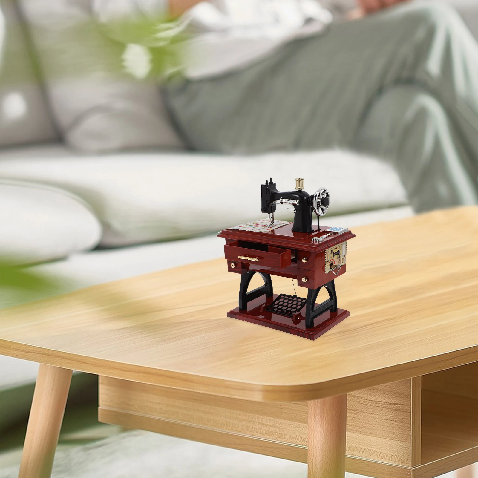 

Large Size Vintage Sewing Machine Music Box Retro Design Melodic Creative Home Decoration Gift For Birthday Wedding