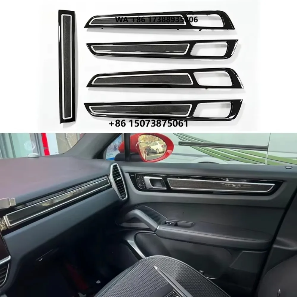 Genuine carbon fiber interior door panels for Por-sche Ca-yenne 9Y0 18-23