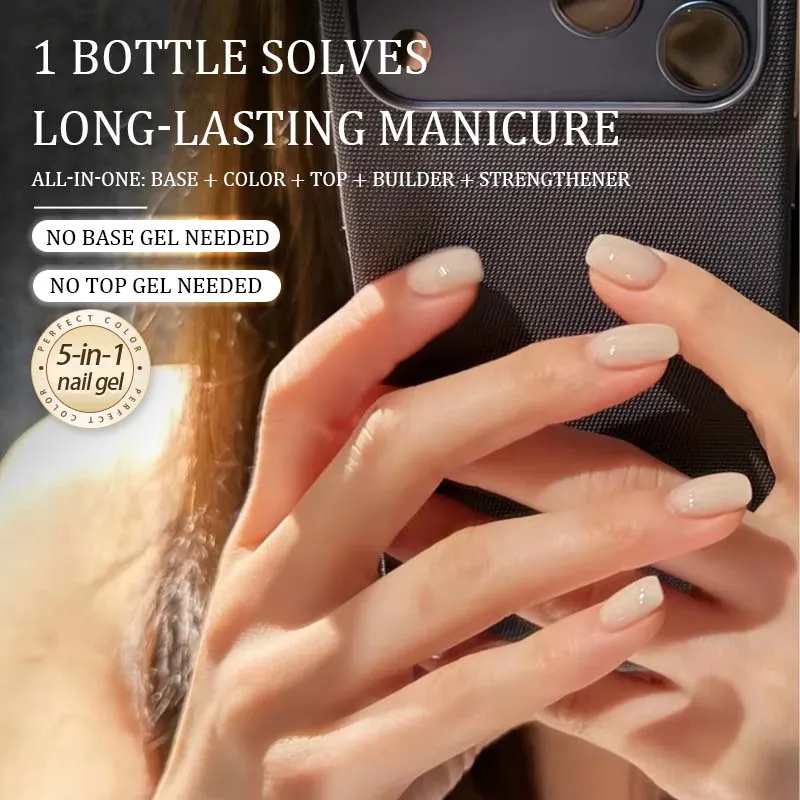PERFECT COLOR All-in-One Gel, Transparenter Milchiger Nude-Lack, Kein Unterlack oder Überlack Nötig, Milchige Nägel, UV-LED-Lampe Erforderlich 8ml