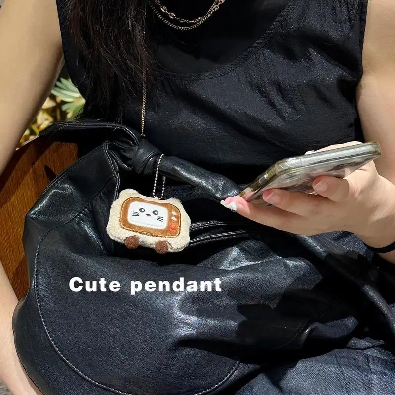 Leuke Cartoon TV Kat Pluche Decoratie Hanger Sleutelhanger Kawaii Kat Gevuld Pop Speelgoed Rugzak Hanger Ornament Accessoires Geschenken