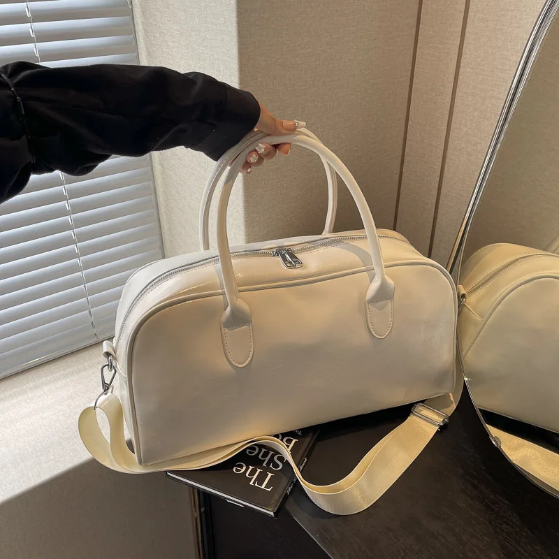 

Стильная большая сумка для женщин, однотонная дизайнерская роскошная сумка из мягкой кожи из искусственной кожи, большая вместительная сумка через плечо для путешествий, йоги