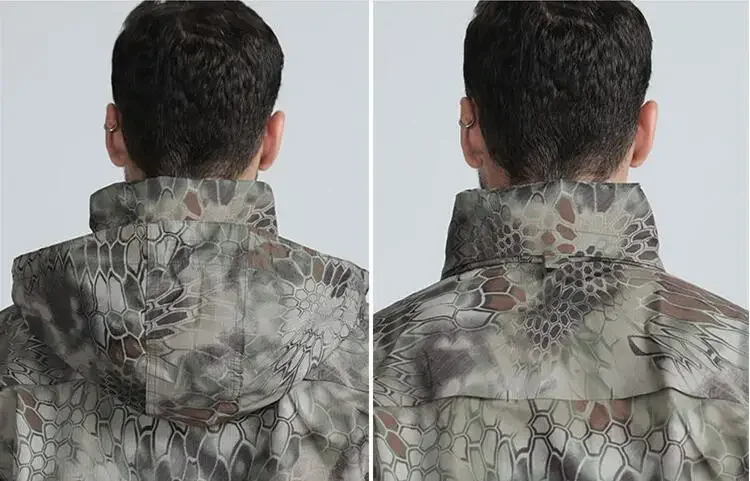 Lightweight Waterproof Breathable Camo Hooded Coat Windbreaker Outdoor Hiking Hunting Climbing Military Training Tactical image 6