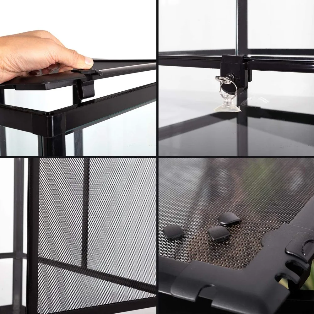 24インチ x 18インチ x 36インチ 爬虫類背の高いガラステラリウム 熱帯雨林生息地 ダブルヒンジドア