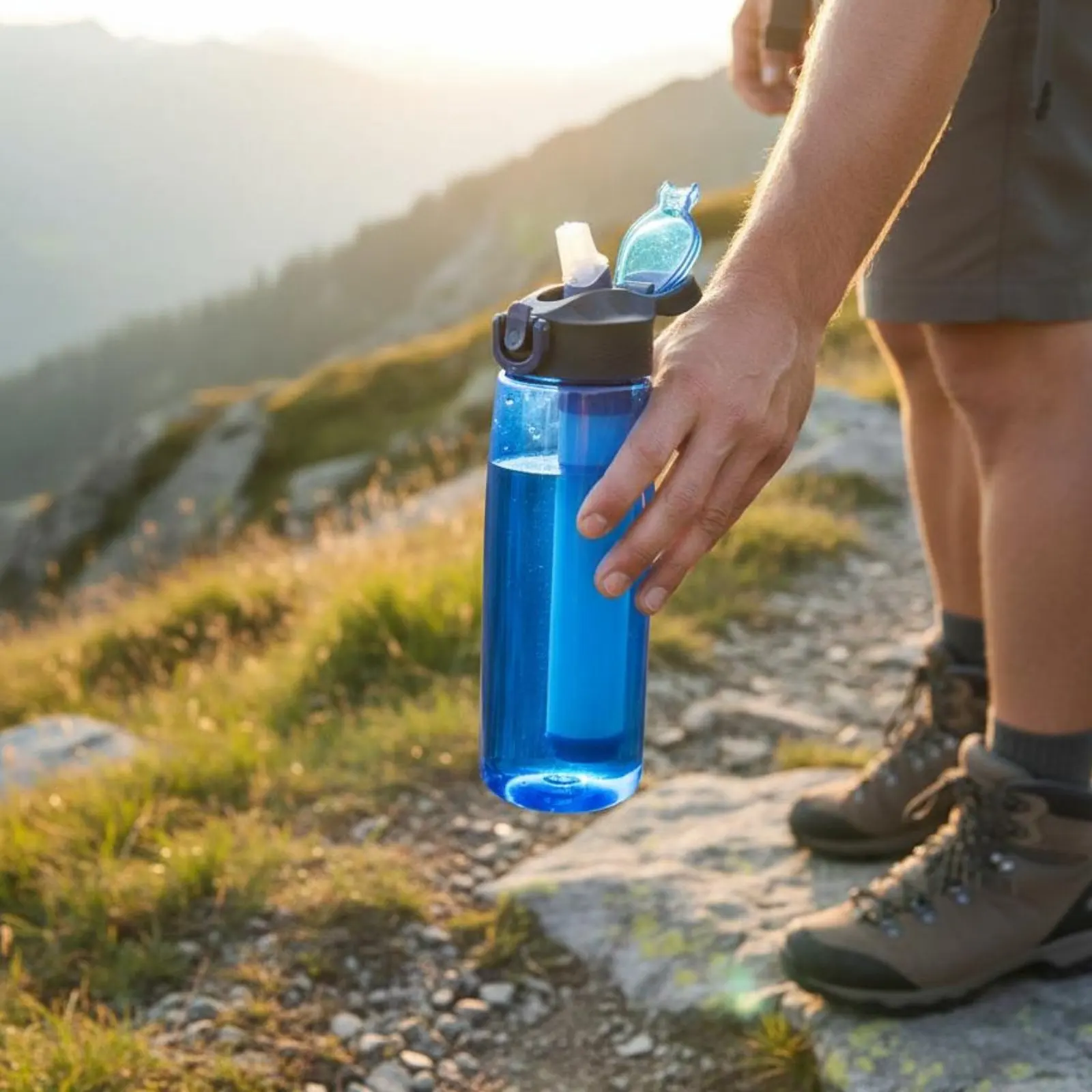 

Camping Water Purifier Bottle Reusable Filter Water Bottle Outdoor Gear BPA-Free Material-Safe for Campers