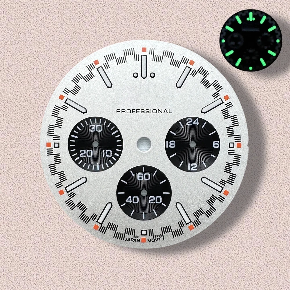 32.5mm S Logo Dial Fit VK63 Movement Green Luminous Speed High-Quality Dial Watch Modification Accessories