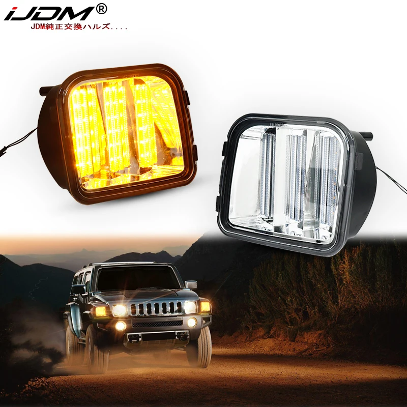 iJDM Switchback Bursztynowo-żółta lampa kierunkowskazów LED do 2006-2010 Hummer H3 H3T Xenon White LED jako światła do jazdy dziennej