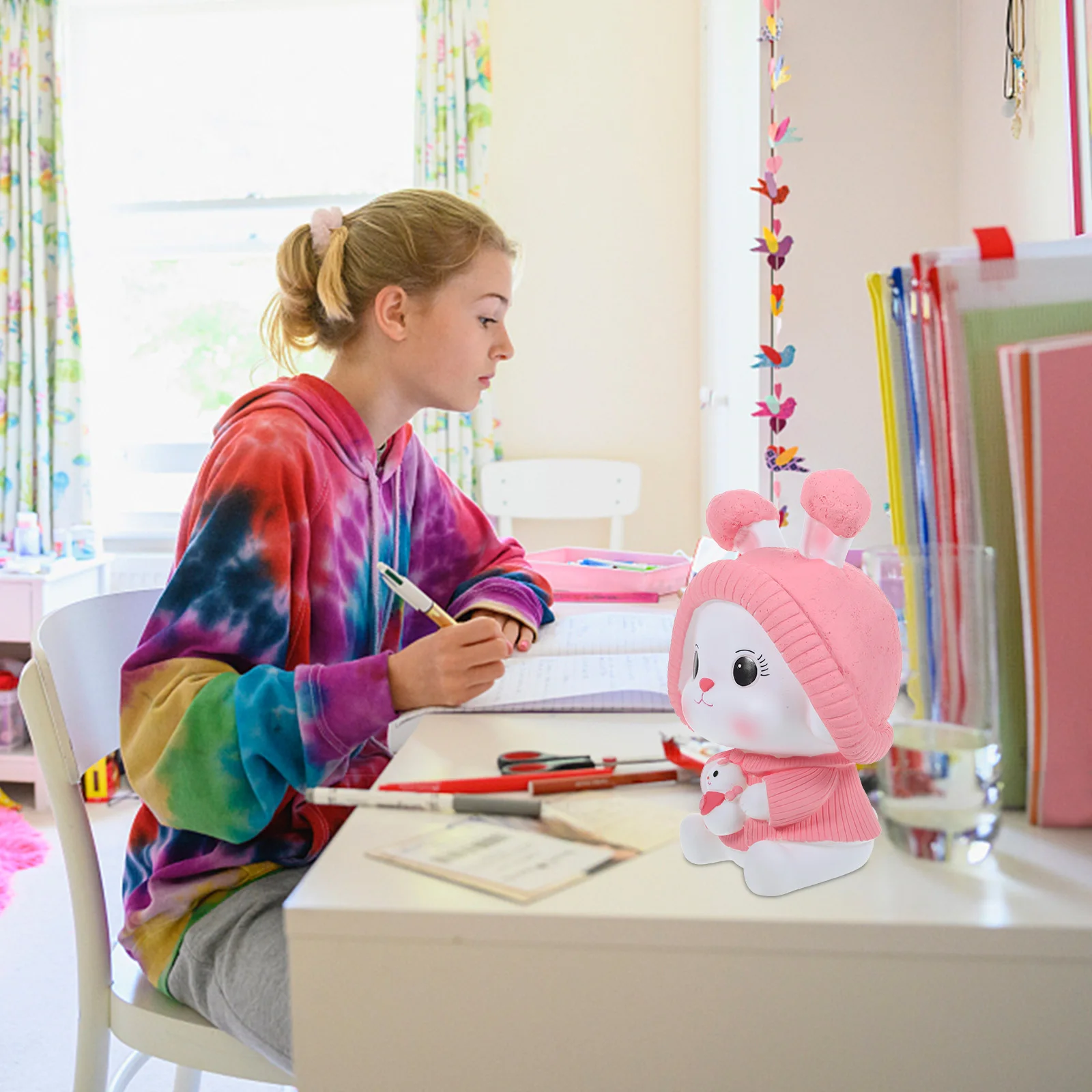 Skarbonka królik dla dzieci, nierozbitna winylowa skarbonka w kształcie królika, dekoracja na biurko, do salonu