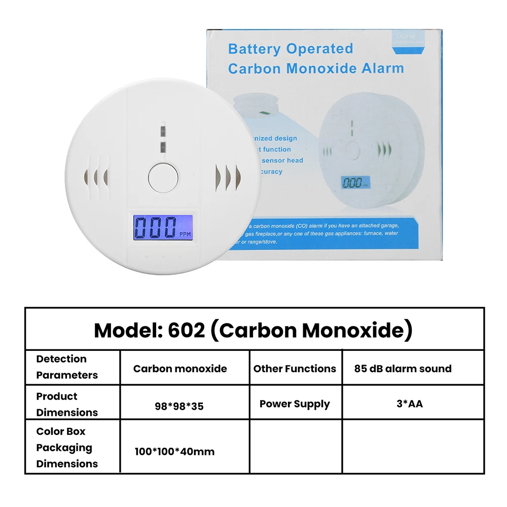 Carbon Monoxide Detector Household Smoke Alarm Gas Leak Detector High Sensitive Warning LCD Display CO Alarm Tester