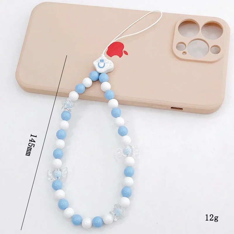 New Fashion Crystal Mobile Phone Hanging Chain Jewelry for Women Pearl Dried Flower Charm Cellphone Case Pendant DIY Accessories