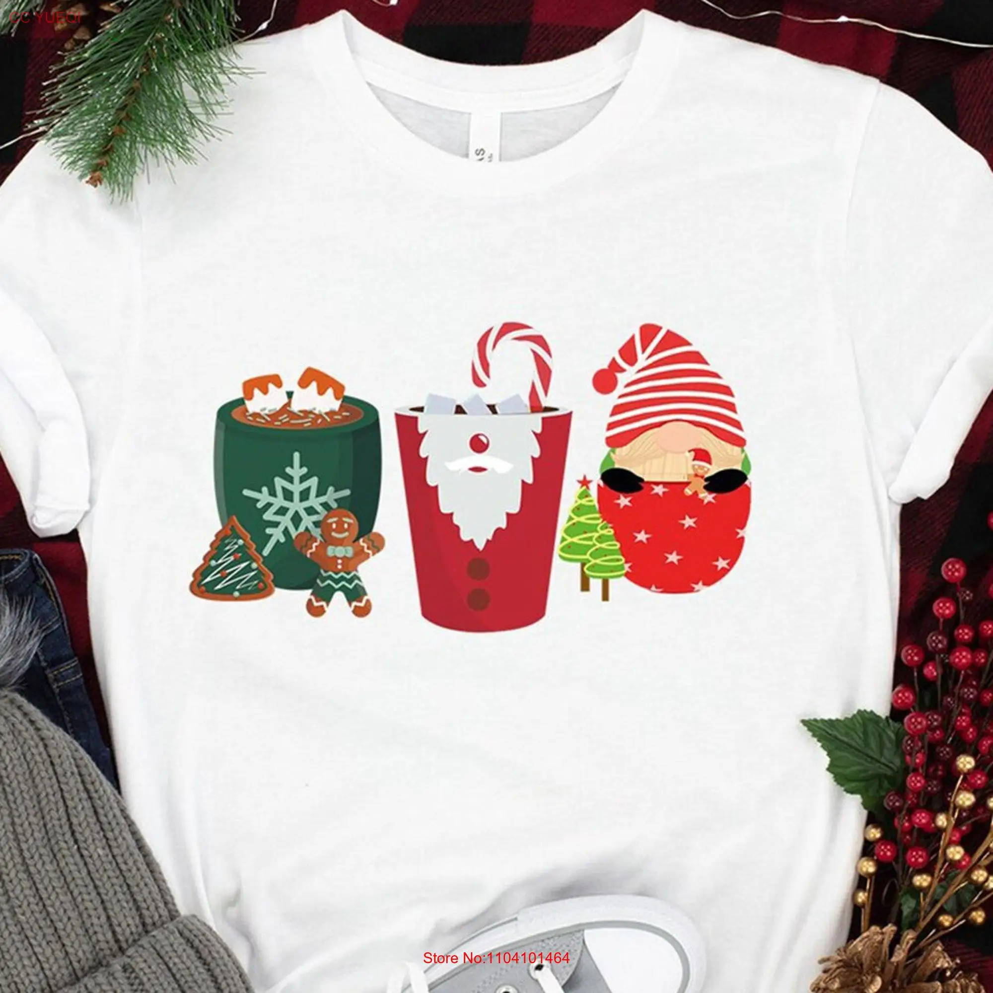 Christmas Coffee T Shirt crewneck for Women Holiday long or short sleeves