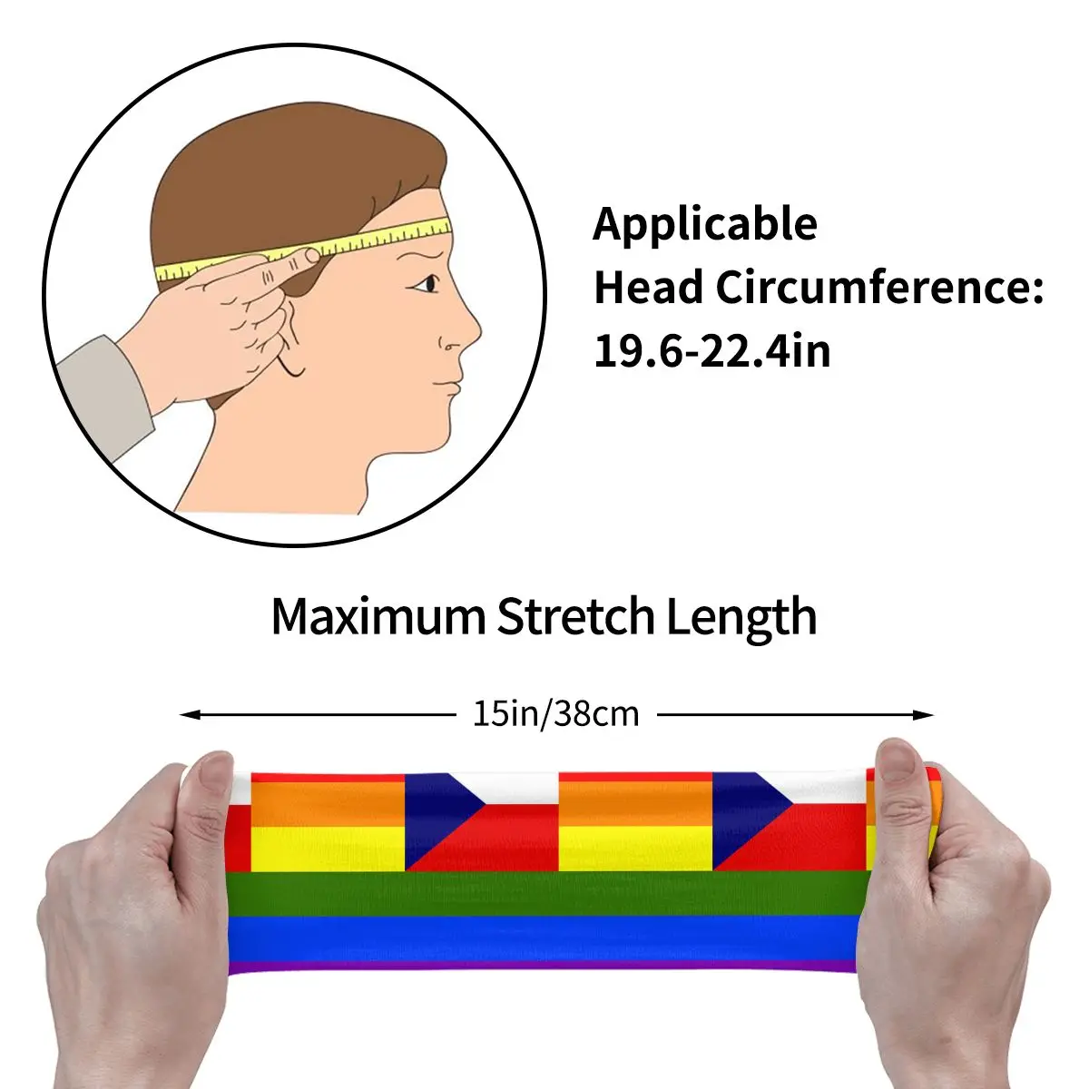 Rainbow Flag Czech Republic Elastic Hair Band Yoga Headband Makeup Hair Hoop Headwrap view 4