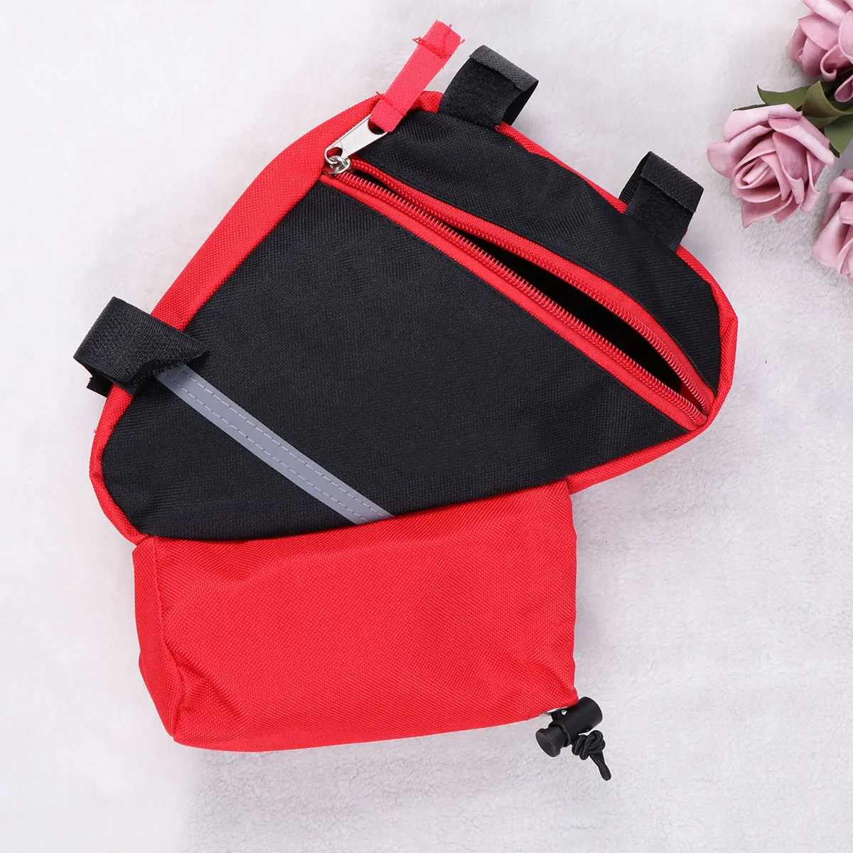 

Cycling Storage Bag Slim Wind Resistant Frame Pouch Resistant Nylon Bike Bag Red