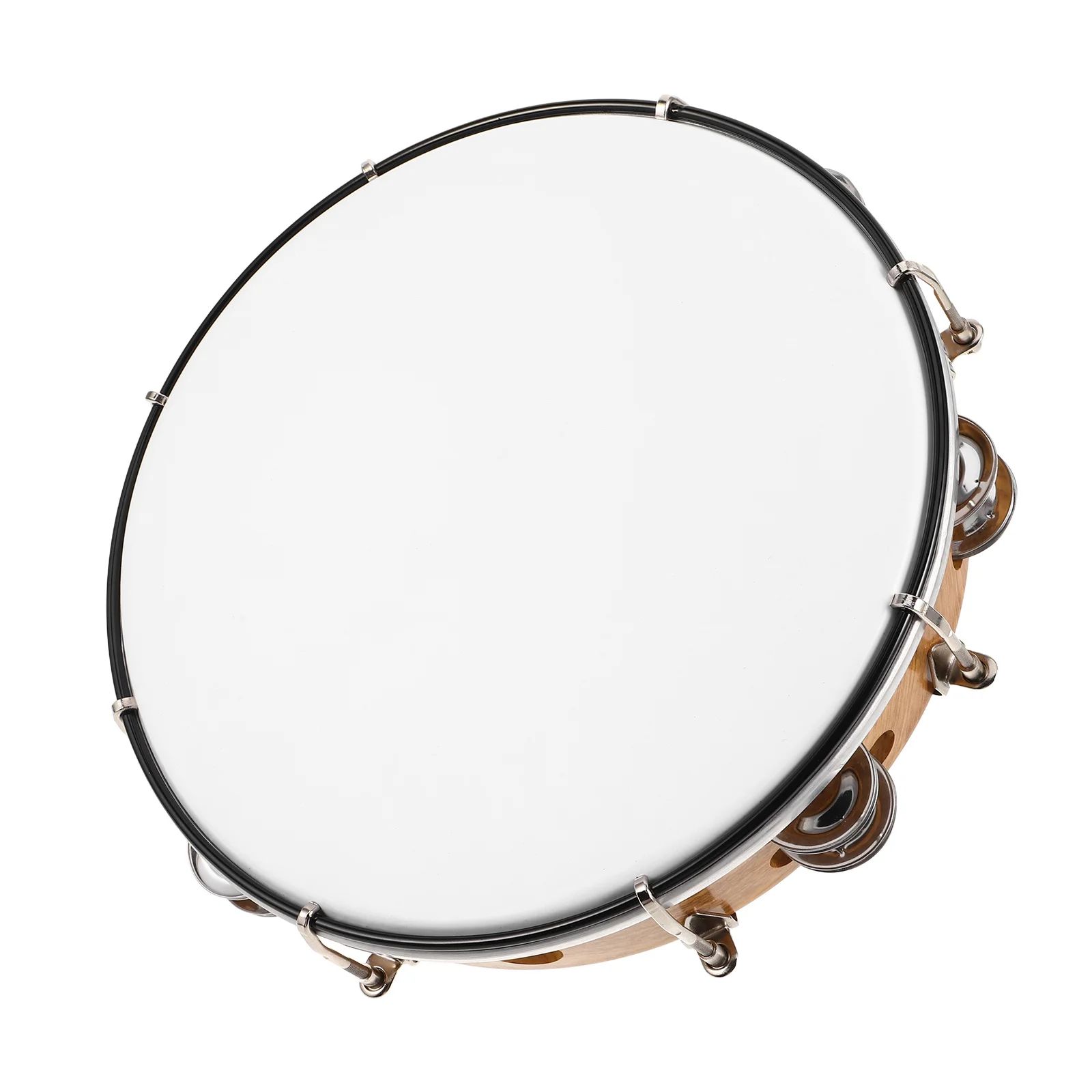 

10" Adjustable Tambourine Hand Drum Double Row Jingle Percussion Instrument For Kids Toddlers Adults Smooth Portable Practice
