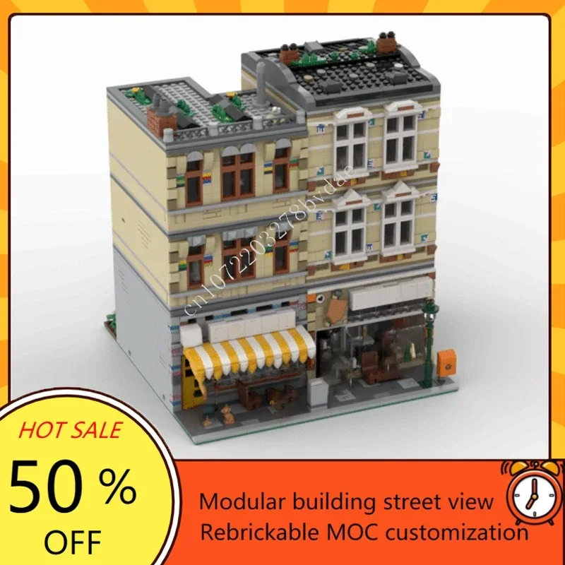 3783PCS Döner Kebab Hot City MOC Puzzle Creativo StreetView Architettura Modello FAI DA TE Compleanno Assemblaggio Giocattolo Regalo Di Natale