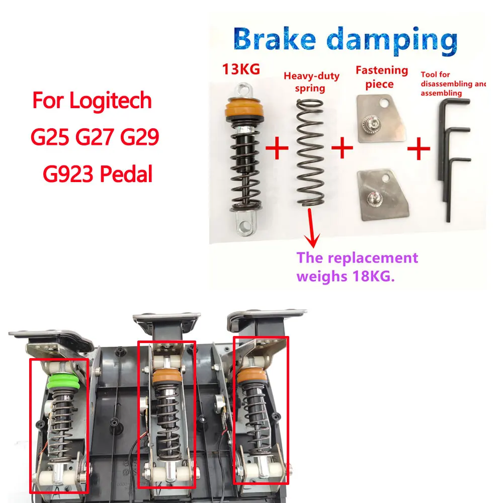 For Logitech G25 G27 G29 G923 Pedal Simulated Racing Modification Pedal Brake Throttle Adjustable Damping MOD Kit
