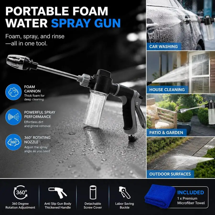 Portable Foam Spray Gun for Outdoor Cleaning