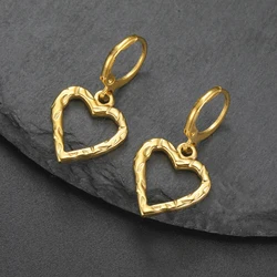 My Shape Heart Earrings Stainless Steel Women Vintage Gold Color Love Heart Drop Hoop Earrings Wedding Valentine Jewelry Gifts