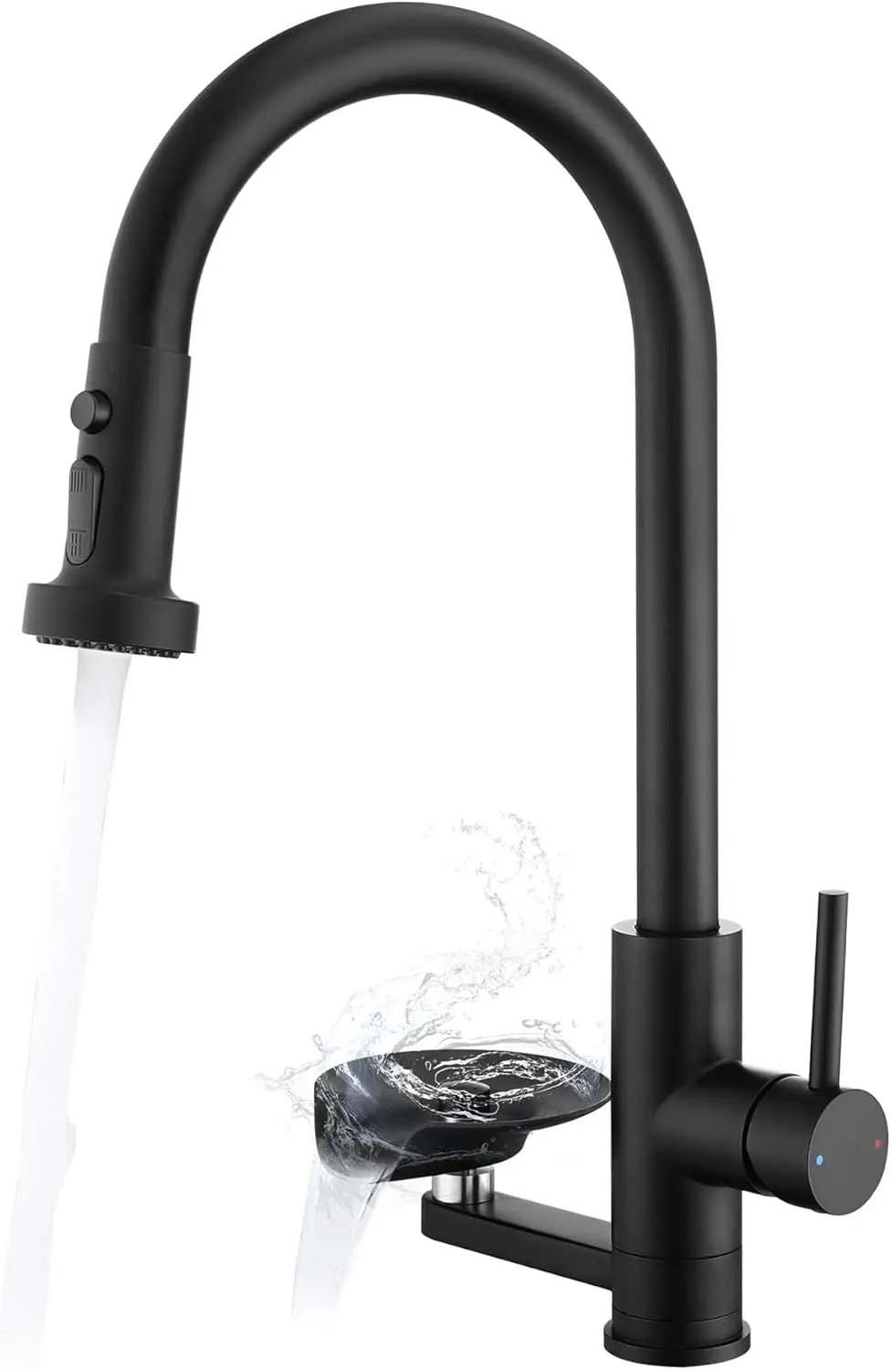 

Kitchen Faucet with Glass Rinser, Pull Down Sink Faucet with 3 Spray Modes and High Pressure Glass Rinser, Single Hole 2 in 1 Hi