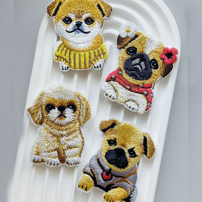 

Нашивка с вышивкой милого щенка, самоклеящиеся аппликации, нашивки для одежды, детский декоративный чехол для телефона, сумка, наклейки ручной работы «сделай сам»