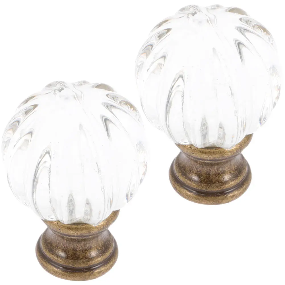 2Pcs Glass and Copper Lamp Finials Modern Decorative Lamp Topper Caps for Table Floor Lamps Living Room Bedroom Study Office