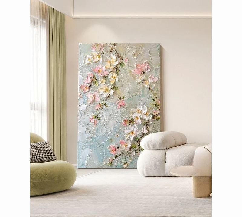 

Cream wind living room decorative painting sofa background wall large floor hanging