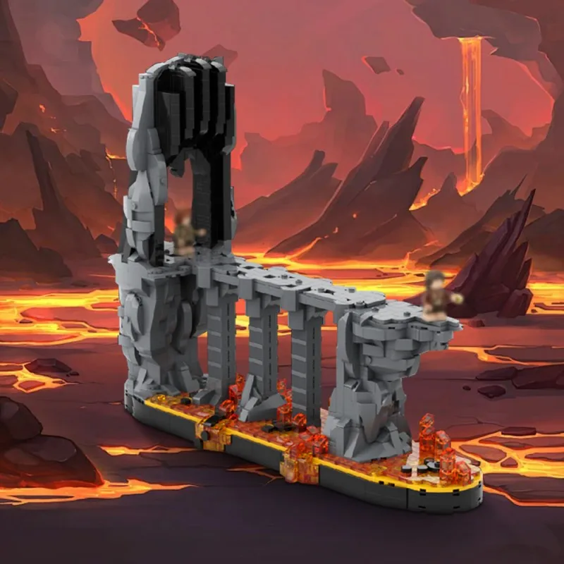 Gobricks MOC The Fires of Mount Doom Building Blocks Model Rings movie scene Architecture Bricks diy Assembled Toy Children Gift