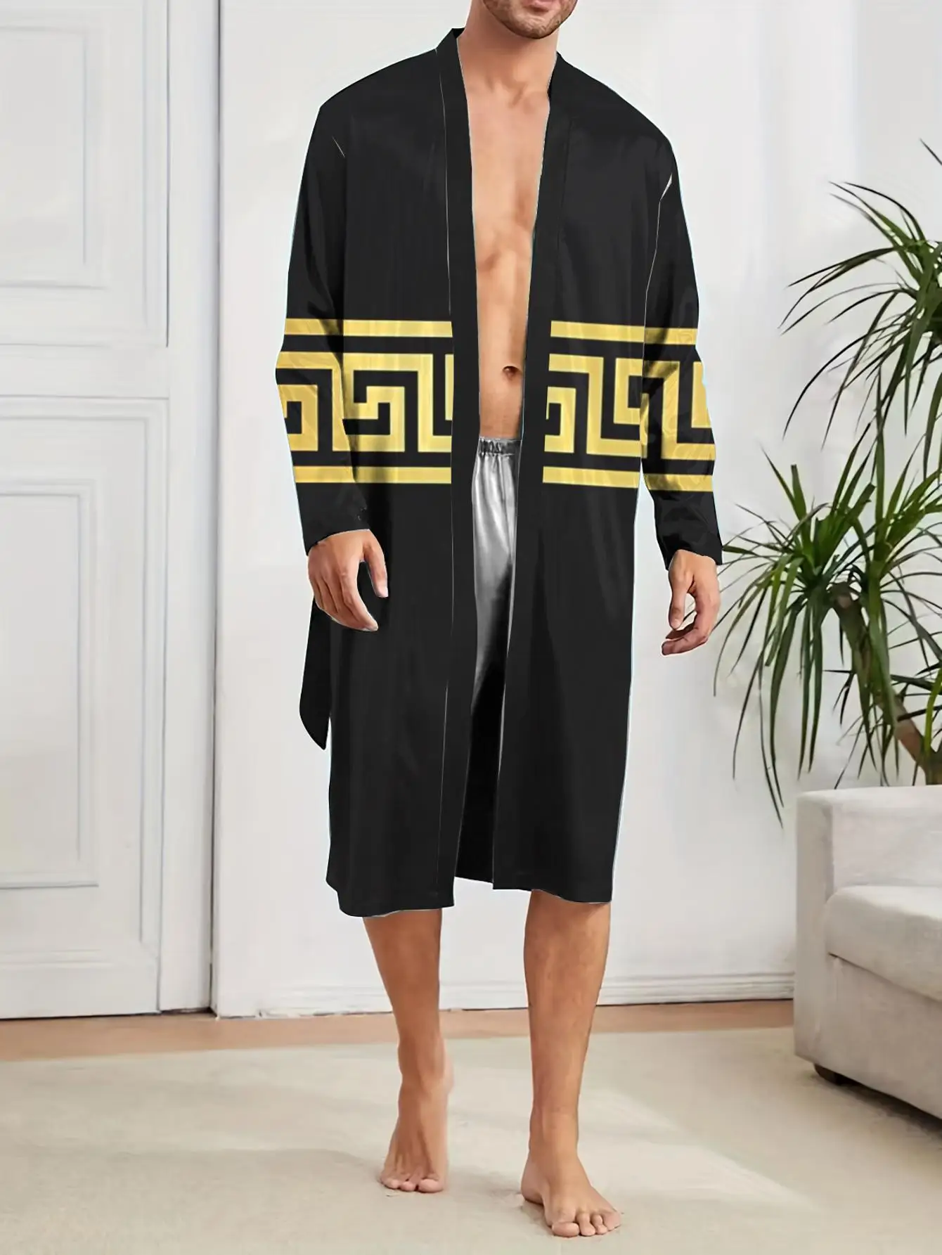 1pcs Men's Robes 2026 Spring/Summer Men's bathrobe nightie for men Graphic bath robe robe 3D Printed Polyester Robe man