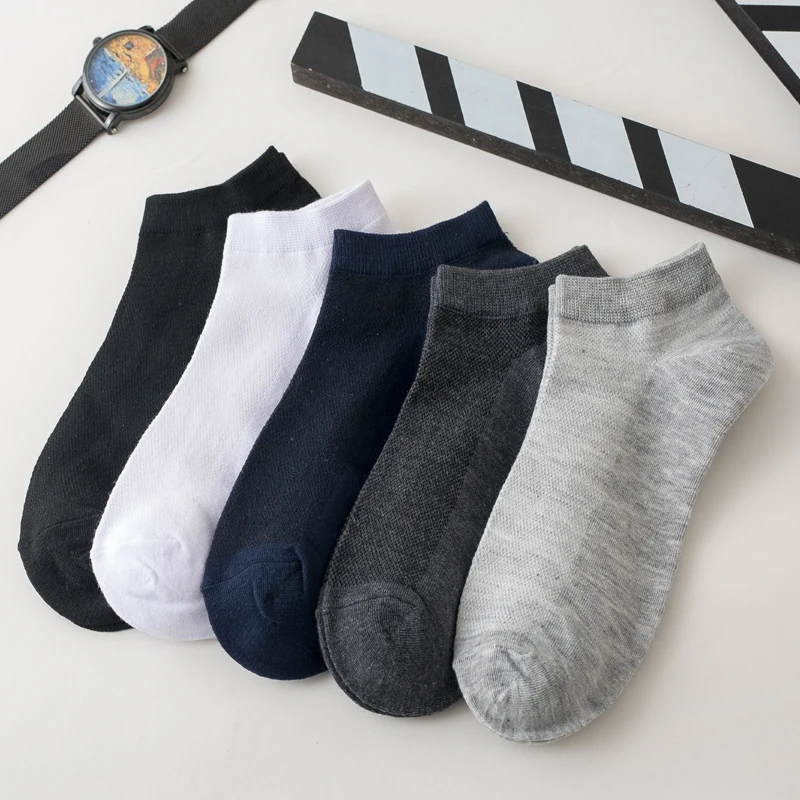 10Pairs Men Mesh Socks Organic Cotton Ankle Breathable Black White Business Summer Thin Short Male Sock High Quality