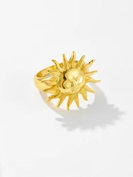 VEWANT Recyclable 925 Sterling Silver Sun Flower Large A R Women Ring Luxury Fine Jewelry 2023 Big Thicker Rock Punk Jewels