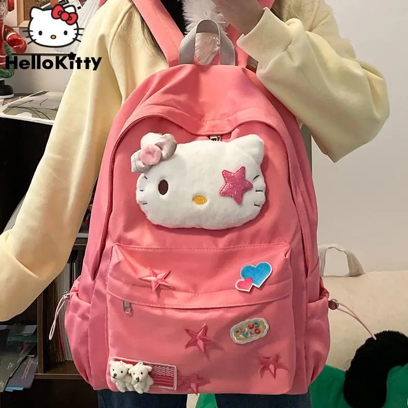 Sanrio Hello Kitty moda gwiazda torby Y2k koreańskie szkolne tornistry kobiety Kawaii plecaki estetyczne Soulder Bag