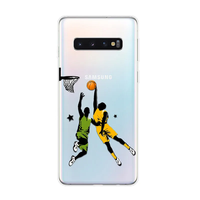 Funny Cartoon Basketball Transparent Silicone Cover For Samsung Galaxy S22 Pro S21 S20 FE Ultra S10 S10E Lite S9 Plus Phone Case