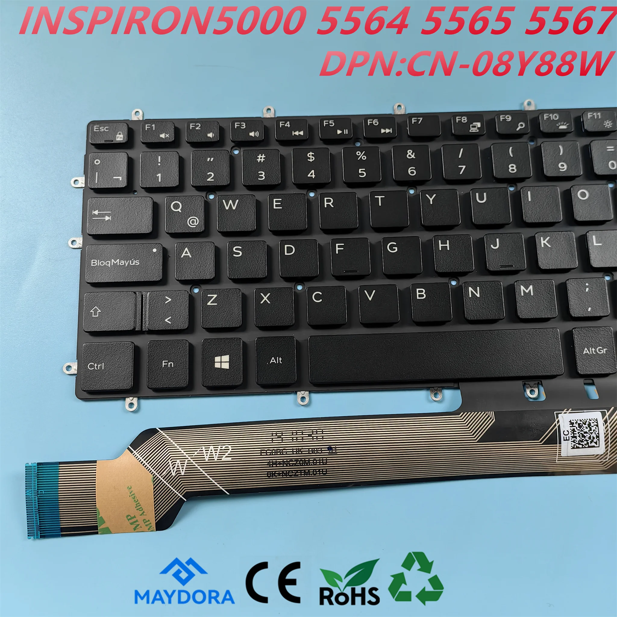 NEW ORG LA Latin backlight keyboard for DELL Inspiron  3580 5565 5767 7566 7577 7780 Vostro 5568 Latitude 3590 08Y88W NSK-EC0BW