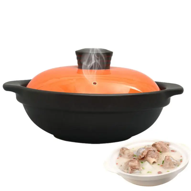 Non-stick Casserole Soup Pot Ceramic Cooking Pots With Lid High Temperature-Resistant Chinese Clay Container For Dry Burning