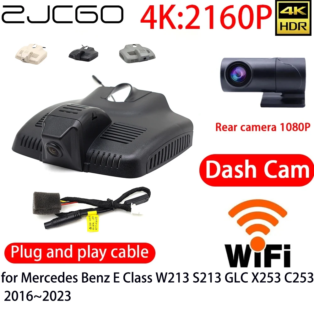 ZJCGO 4K Car DVR Dash Cam Wifi Front Rear Camera 24h Monitor for Mercedes Benz E Class W213 S213 GLC X253 C253 2016~2023