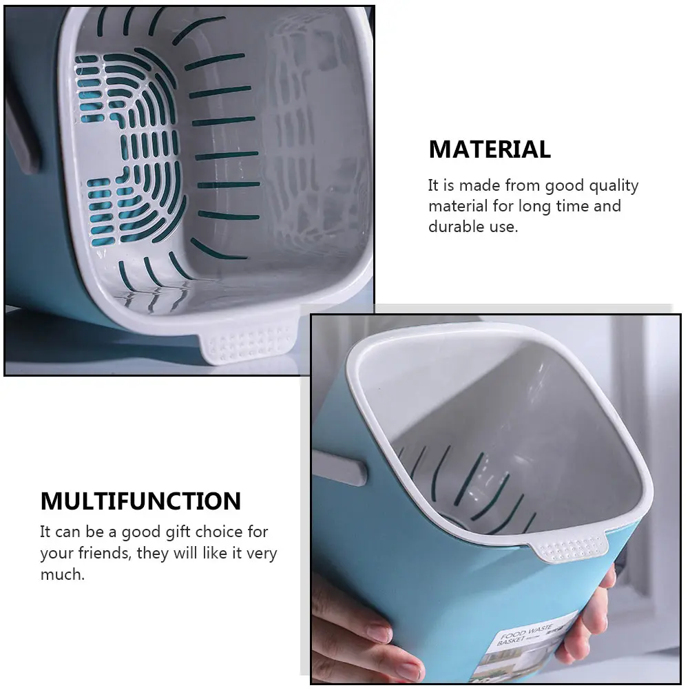 

Kitchen Dustbin Plastic Trash Can Mini Garbage for Car Small Blue Compost Waste Travel