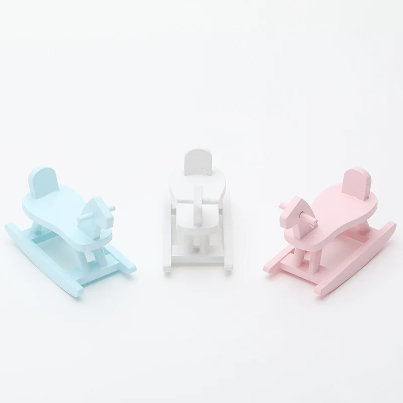 Miniature food play scene model dollhouse accessories, mini baby, little wooden horse, cute decorative items, simulation props