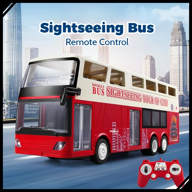 

E640 1:12 Remote Control Double Decker Tour Bus Electric City Coach Open Door Model Toy for Kids Boys Birthday Gift