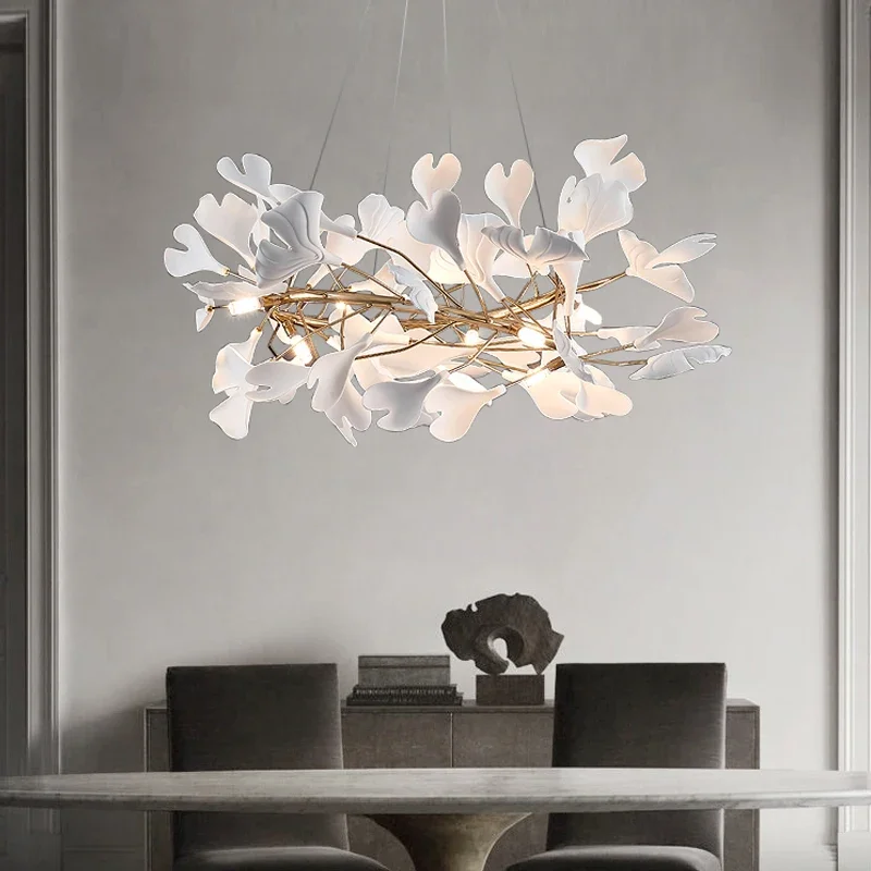 Nordic Pendant Lights Porcelain Leaves Hotel Living Room Decoration Light Modern Kitchen Island Pendant Lights Bedroom Decor