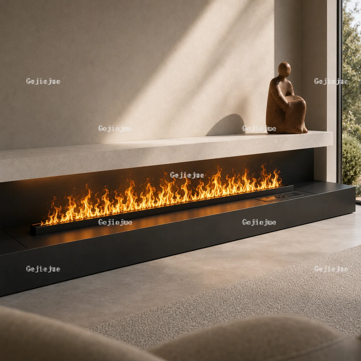 Water Vapor Electric Fireplace Minimalist Atomized Fireplace Module with Lifelike Mist Flame for Feature Walls and Cabinets