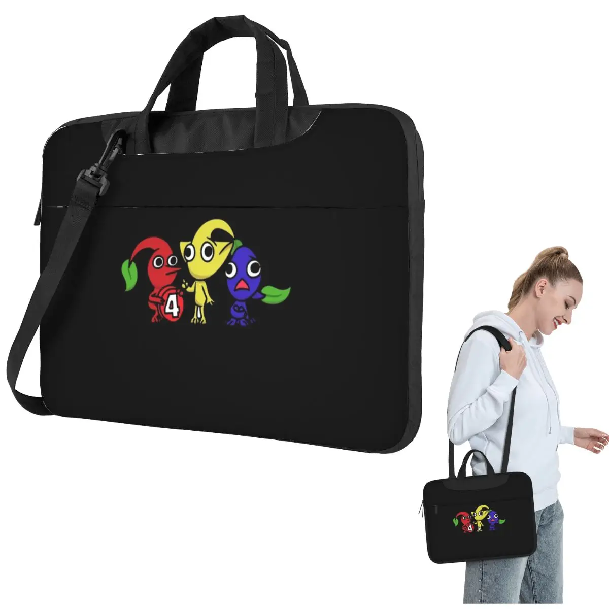 Pikmin Characters Crossbody Laptop Bag Case Computer Bag Resistant Protective Notebook Pouch for Lenovo