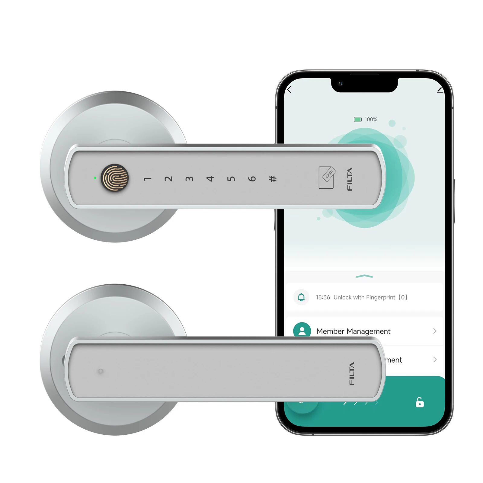

Viladepot Handle Shaped Smart Lock Fingerprint Door Lock App Control Passcode Unlock Electronic Touchscreen Keypad Indoor