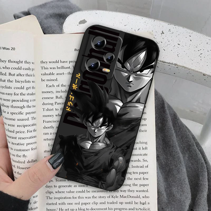 D-dragon Ball Goku Cute Art para Xiaomi Redmi Note 13 12R 12 12S Turbo 11 11T 11S 10 10S Pro Plus 5G, funda negra para teléfono