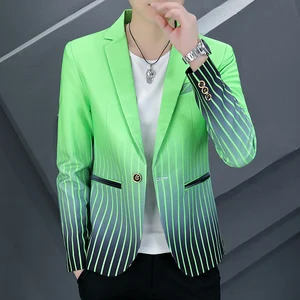 Men's Printed Slim Fit Blazers Green New High Quality Fashion Casual Groom Formal Dress Suit Jacket Blazers Brand Men's Clothing