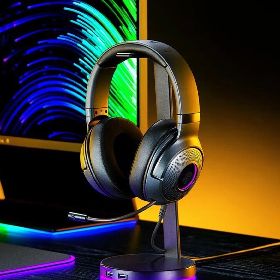 سماعة ألعاب Kraken V3 X خفيفة الوزن مع إضاءة RGB 7.1 صوت محيطي للكمبيوتر الشخصي ووحدة التحكم غمر الصوت المحسن #2