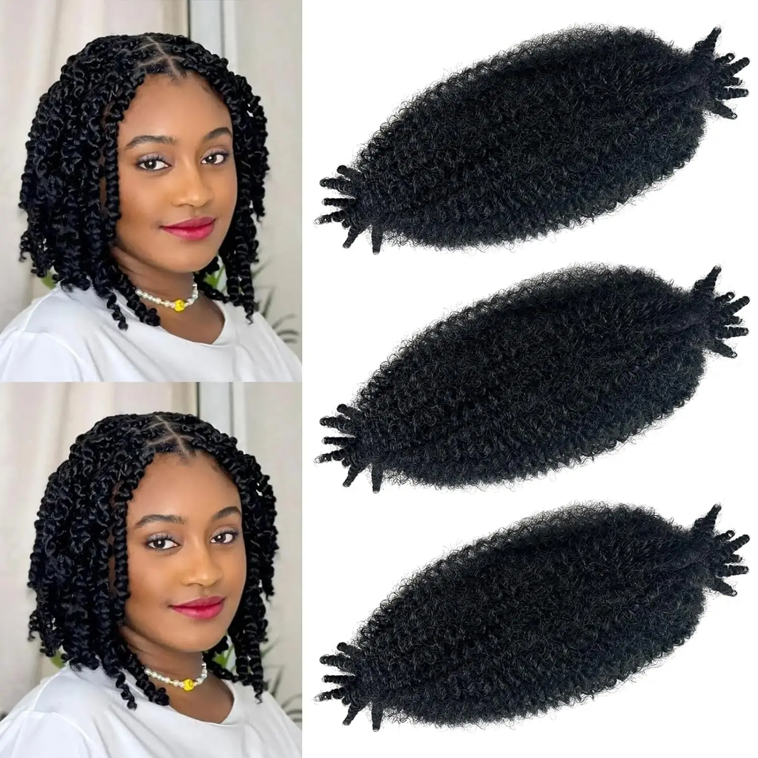 Springy Afro Twist Hair 1/3/8Packs Pre-Separated Marley Twist Braiding Hair Suitable for Damaged Kinky Afro Twist Synthetic Hair