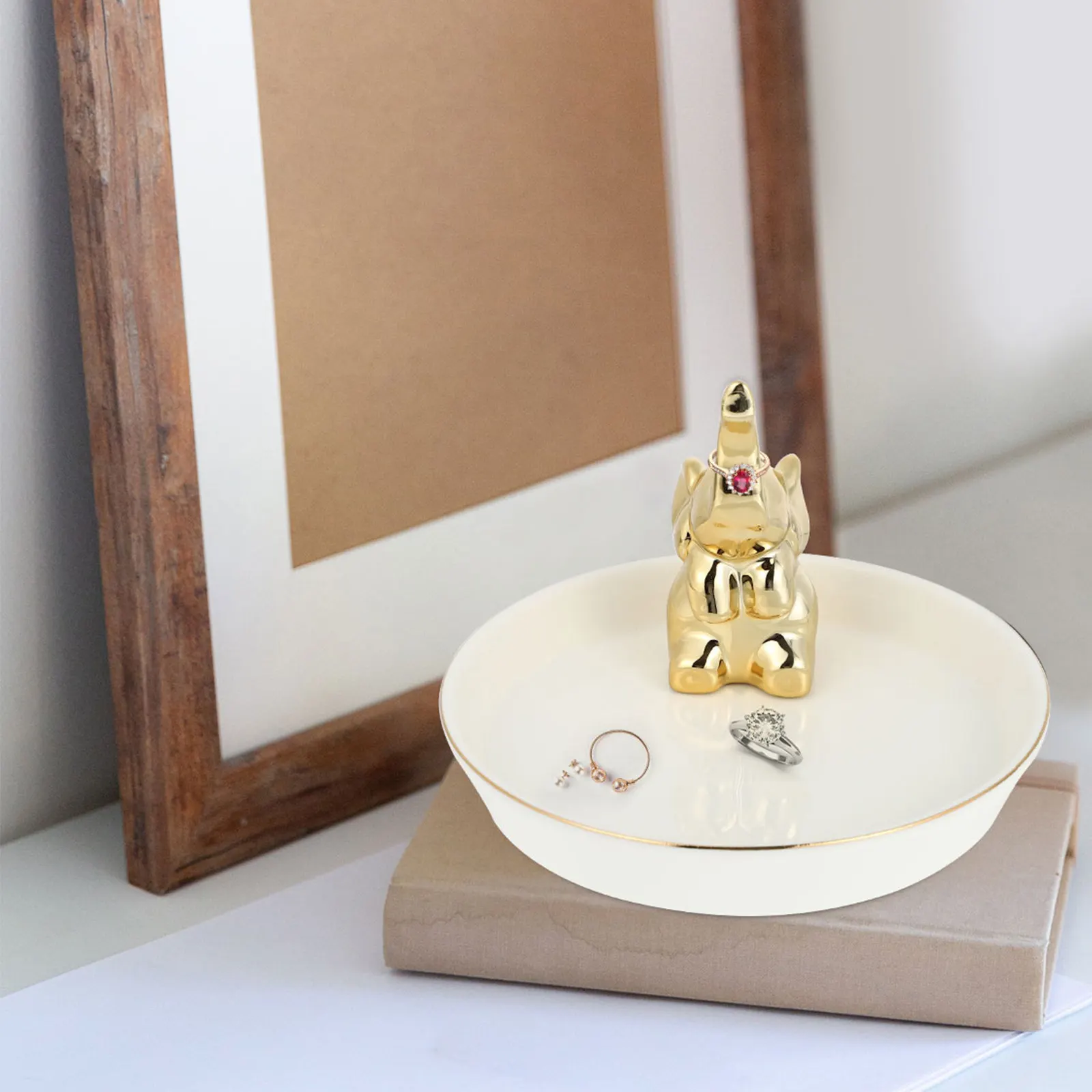 1Pcs Artisan Ceramic Jewelry Storage Plate Minimalist Design Functional Desktop Ornament for Women Jewelry Organizer Home Office