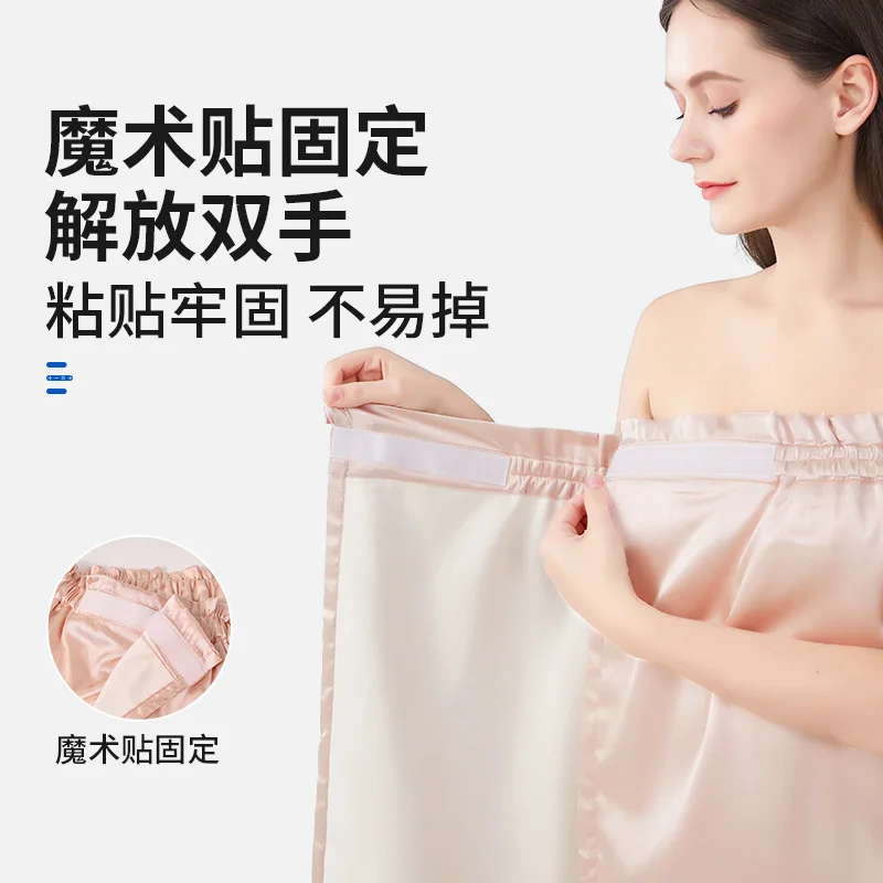 Double-layered 7A Antibacterial Strapless Top with Hook-and-loop Fastener Spa Bath Robe Made of Thickened Satin Crystal Velvet