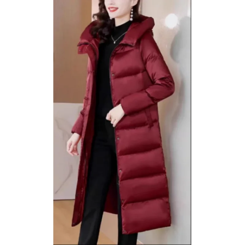 Goose Down Jacket for Women, Lightweight Padding, Luxury Down Jackets, Korean Long Coats, 2023 Winter